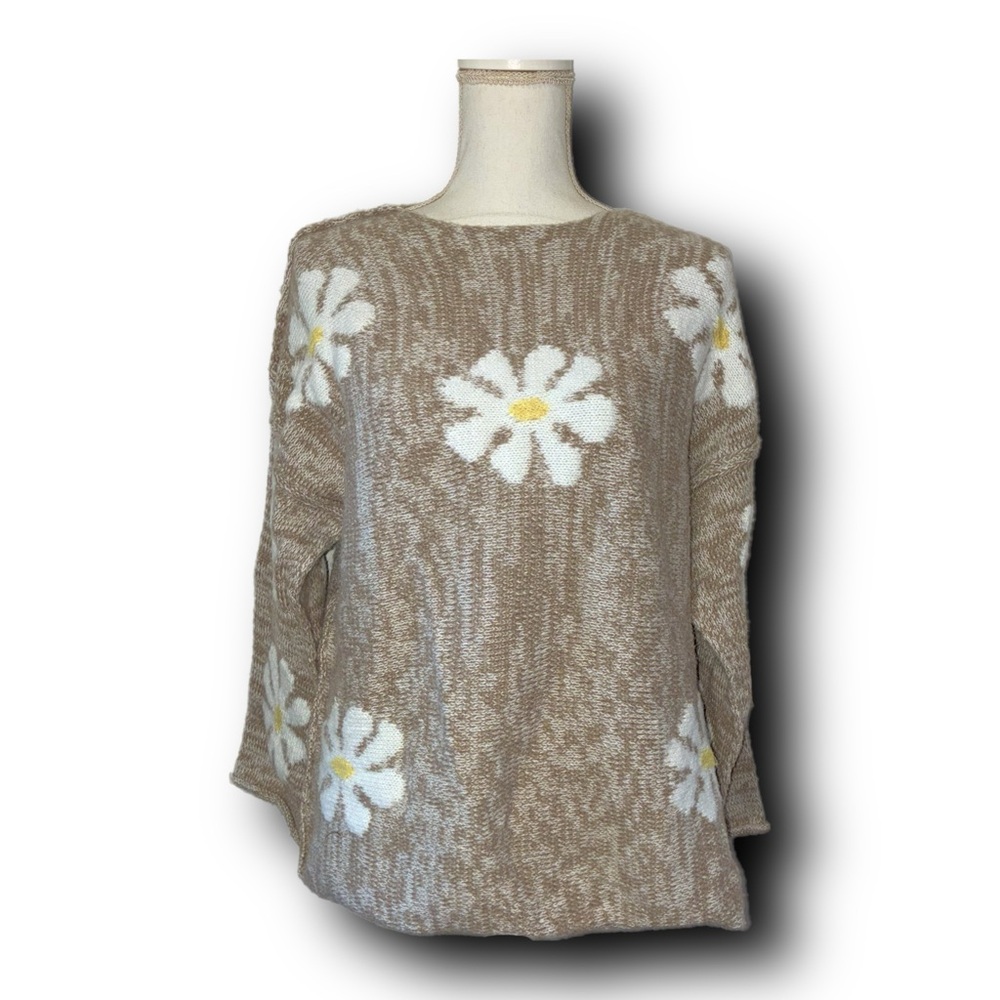 Easel Daisy Knit Sweater Coastal Boho Cottagecore Grandma-core Fall Vibes